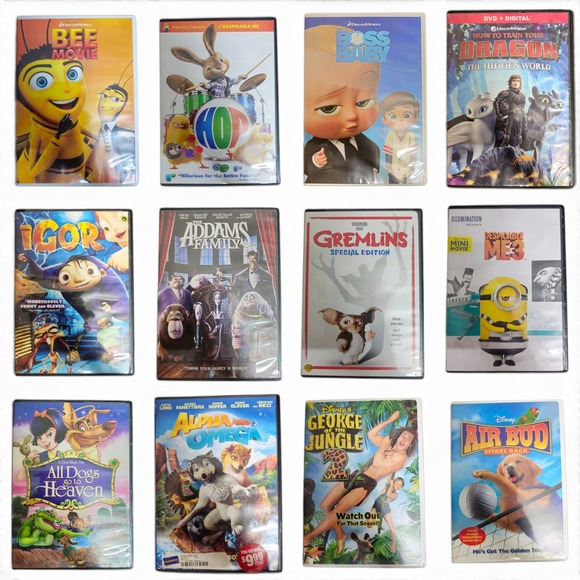 Other - Mixed Family DVD Lot Kids Movies 12pc Bee, Boss Baby Despicable Me Dogs, Jungle